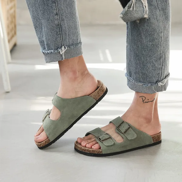 slides, sandals, summer sandals, two buckle sandals