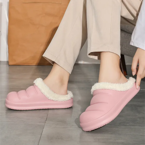 fur slippers, warm slippers, thick sole slippers, plush slippers, plush slides, waterproof slippers